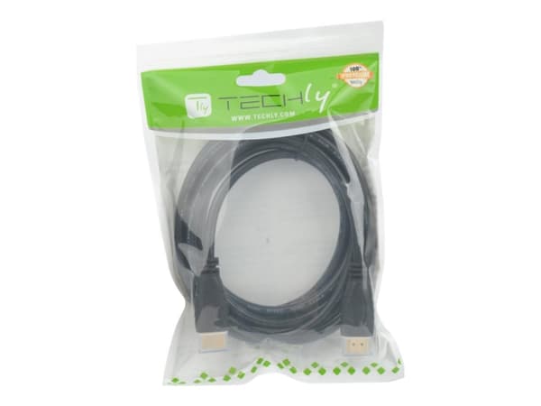 TECHly - HDMI-kabel med Ethernet - HDMI hane till HDMI hane - 3 m - dubbelt skärmad - svart - formpressad
