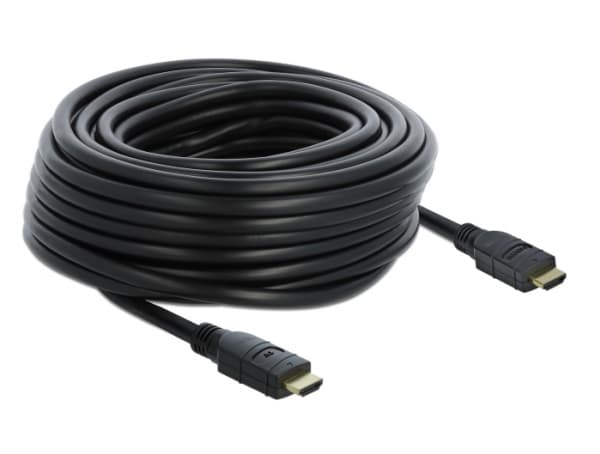 Delock - High Speed - HDMI-kabel med Ethernet - HDMI hann til HDMI hann - 20 m - trippel beskyttelse - svart - 4K-støtte, aktiv