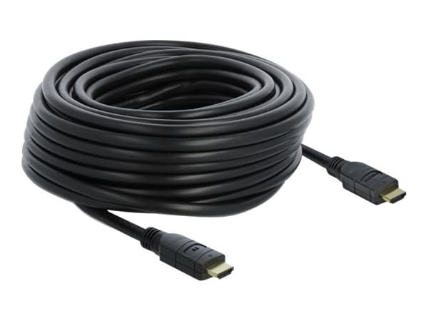 Delock - High Speed - HDMI-kabel med Ethernet - HDMI hann til HDMI hann - 20 m - trippel beskyttelse - svart - 4K-støtte, aktiv