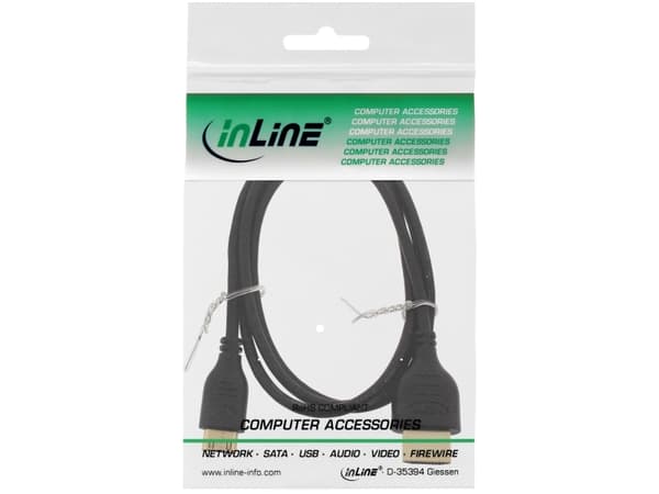 InLine Super Slim High Speed HDMI-kabel med Ethernet - Video/lyd/nettverkskabel - HDMI - HDMI, 19-pinners (M) - Mini-HDMI, 19-pinners (M) - 1 m - Tri