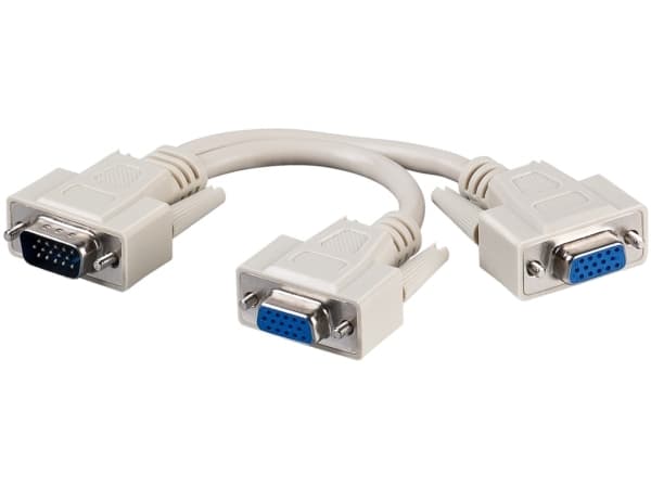 Goobay 95138, 0,2 m, VGA (D-Sub), 2 x VGA (D-Sub), Hankoppling, Honkoppling, Grå