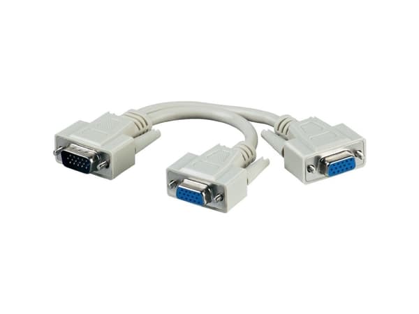 Goobay 95138, 0,2 m, VGA (D-Sub), 2 x VGA (D-Sub), Hankoppling, Honkoppling, Grå