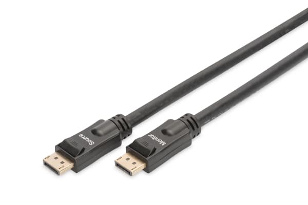 ASSMANN - DisplayPort-kabel - DisplayPort (P) til DisplayPort (P) - 15 m - låst, 4K-støtte, aktiv - svart