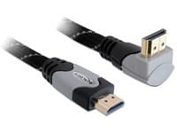 Delock High Speed HDMI with Ethernet - HDMI-kabel med Ethernet - HDMI hann til HDMI hann - 3 m - 90°-kontakt