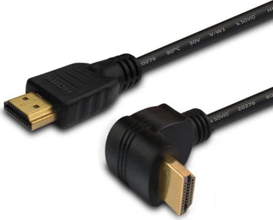 SAVIO CL-108 - HDMI-kabel med Ethernet - HDMI hann rett til HDMI hann rettvinklet - 1.5 m - skjermet - 4K-støtte