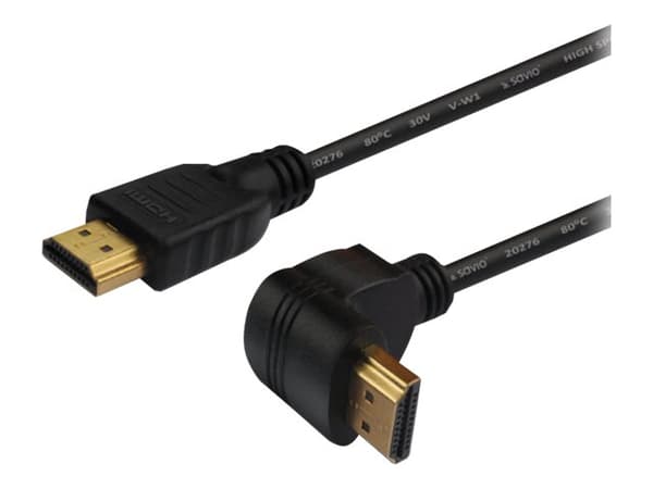 SAVIO CL-108 - HDMI-kabel med Ethernet - HDMI hann rett til HDMI hann rettvinklet - 1.5 m - skjermet - 4K-støtte