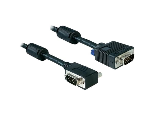 Delock - VGA-kabel - HD-15 (VGA) (hann) til HD-15 (VGA) (hann) - 2 m - 90°-kontakt