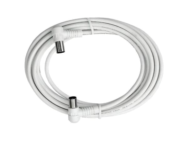 Axing Antenner Tilslutningskabel [1x Antennestik 75 Ω - 1x Antennebøsning 75 Ω ] 2.50 m 85 dB Hvid