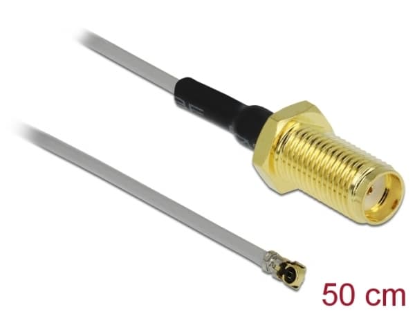 Delock - Antennekabel - SMA (hunn) til MHF4 (hann) - 50 cm - koaksial - grå