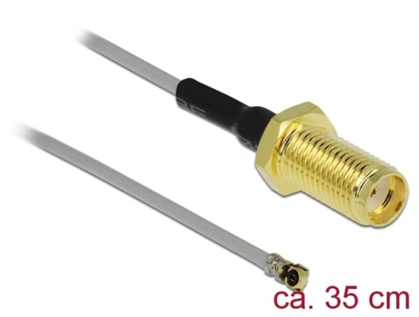 Delock - Antennekabel - SMA (hunn) til MHF 4L (hann) - 35 cm - koaksial - grå