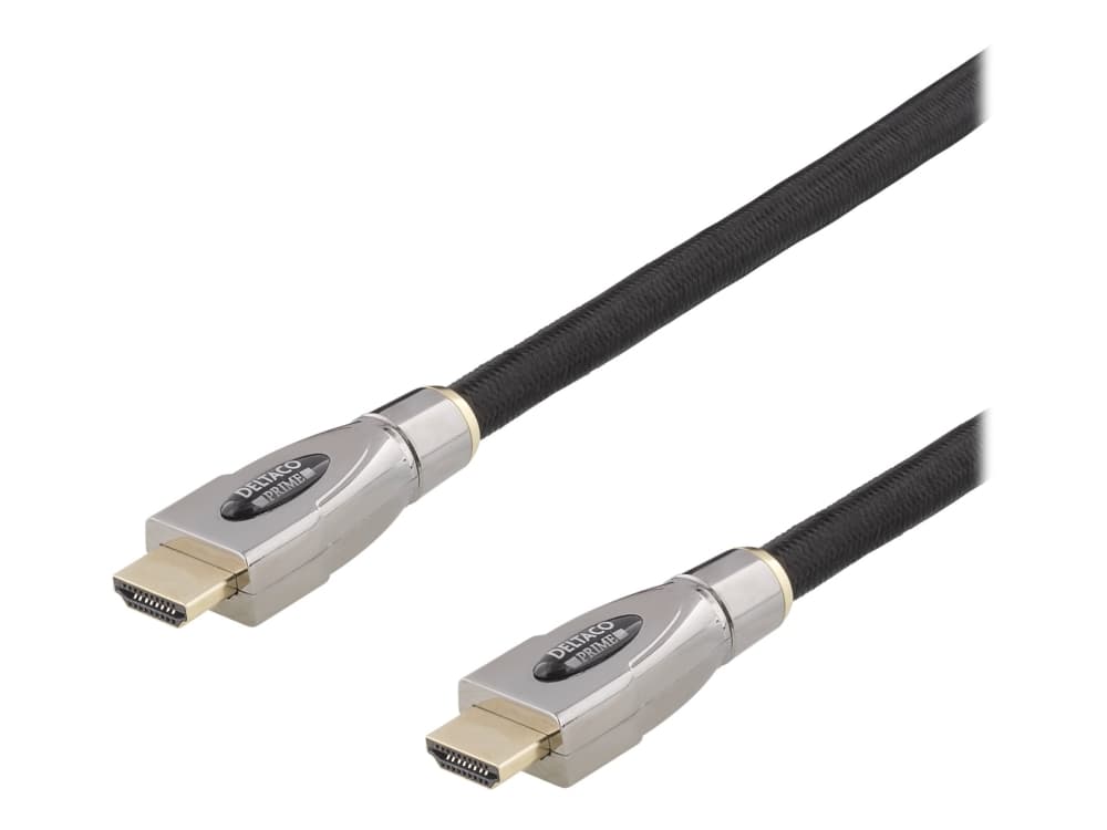 DELTACO Prime HDMI-4100 - HDMI-kabel med Ethernet - HDMI hane till HDMI hane - svart - stöd för 4K