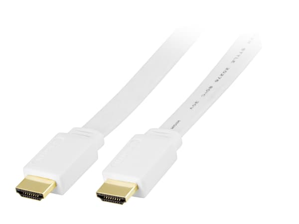 DELTACO - HDMI-kabel med Ethernet - HDMI hann til HDMI hann - 3 m - hvit - flat