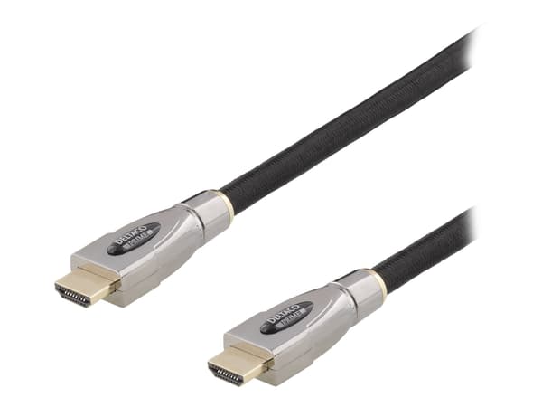 DELTACO Prime HDMI-4050 - HDMI-kabel med Ethernet - HDMI hane till HDMI hane - 5 m - svart - stöd för 4K