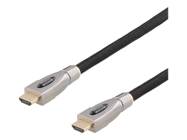 DELTACO Prime HDMI-4050 - HDMI-kabel med Ethernet - HDMI hane till HDMI hane - 5 m - svart - stöd för 4K