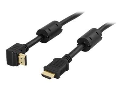 DELTACO - HDMI-kabel med Ethernet - HDMI hann til HDMI hann - 5 m - svart - 90°-kontakt