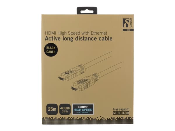 DELTACO HDMI-1250 - HDMI-kabel med Ethernet - HDMI hann til HDMI hann - 25 m - svart