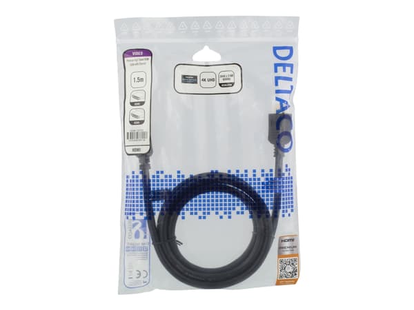 DELTACO HDMI-1015D - HDMI-kabel med Ethernet - HDMI hann til HDMI hann - 1.5 m - svart - 4K-støtte