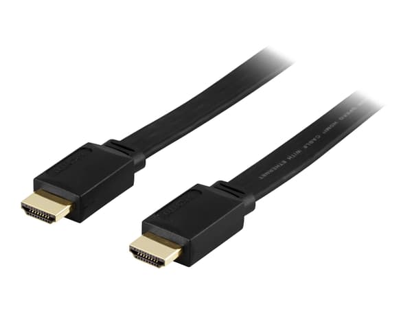 DELTACO HDMI-1020F - HDMI-kabel med Ethernet - HDMI hane till HDMI hane - 2 m - svart - platt
