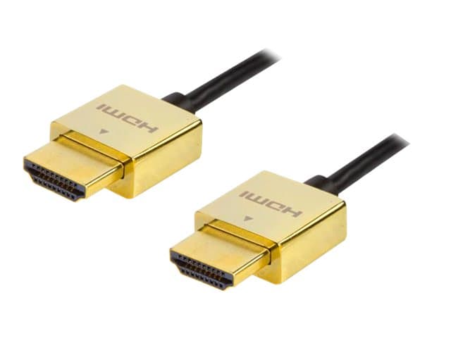 DELTACO Prime HDMI-1042-K - HDMI-kabel med Ethernet - HDMI hane till HDMI hane - 2 m - svart/guld
