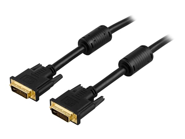 DELTACO - DVI-kabel - dobbeltlenke - DVI-I (hann) til DVI-I (hann) - 2 m - formstøpt - svart
