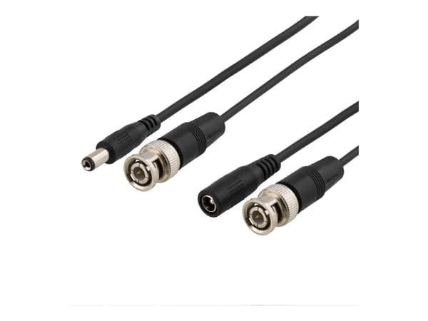 DELTACO - Video / strøm-kabel - BNC, power DC jack (hann) til BNC, power DC jack - 5 m