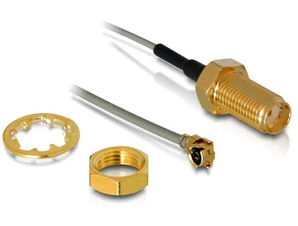 Delock HF Antenna Connection for Installation - Antennekabel - I-PEX (hann) til SMA (hunn) - 20 cm - grå