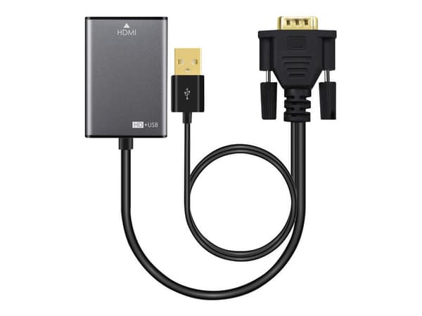MicroConnect - HDMI-adapter - USB, HD-15 (VGA) till HDMI hona - 15 cm - svart - aktiv, stöd för 1080p