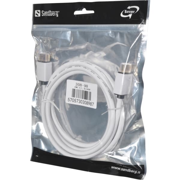 Sandberg HDMI 2.0, 2m SAVER HDMI-kabel HDMI Type A (Standard) Hvit