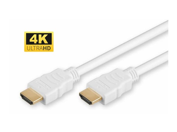 MicroConnect High Speed HDMI with Ethernet - HDMI-kabel med Ethernet - HDMI hane till HDMI hane - 5 m - vit