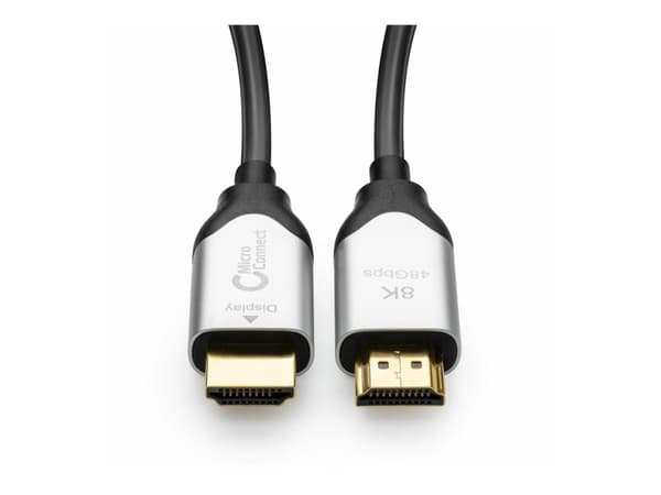 MicroConnect Premium - HDMI-kabel med Ethernet - HDMI hane till HDMI hane - 10 m - hybrid koppar/fiberoptisk - svart - 4K120Hz stöd, 8K60 Hz (7680 x