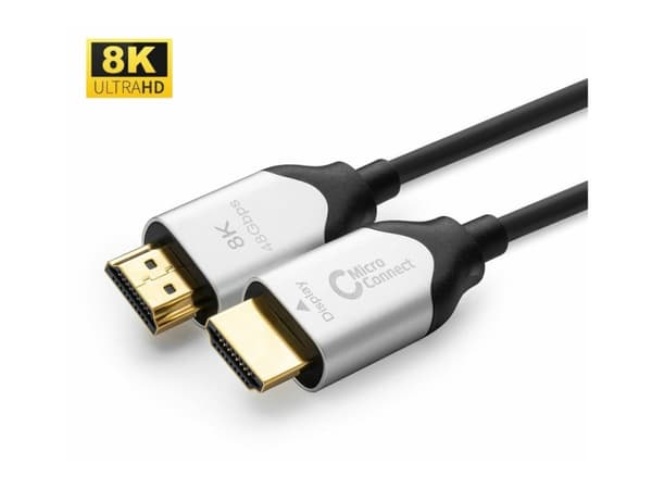MicroConnect Premium - HDMI-kabel med Ethernet - HDMI hane till HDMI hane - 10 m - hybrid koppar/fiberoptisk - svart - 4K120Hz stöd, 8K60 Hz (7680 x