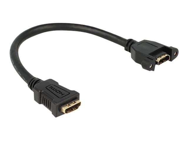 Delock Panel-mount - HDMI-kabel - HDMI hona till HDMI hona - 25 cm - svart