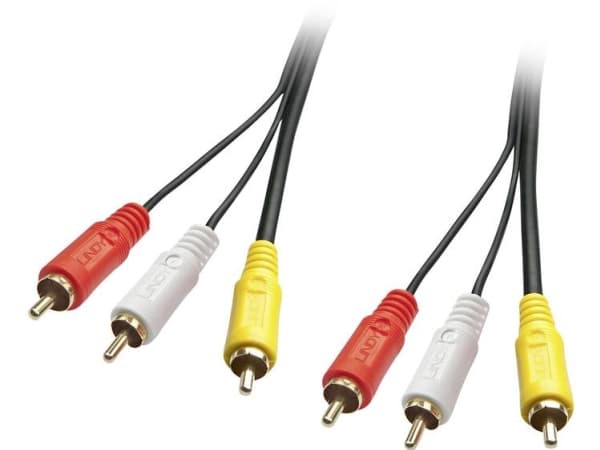 Lindy 35690 ljudkabel 1 m 3 x RCA Svart, Röd, Vit, Gul