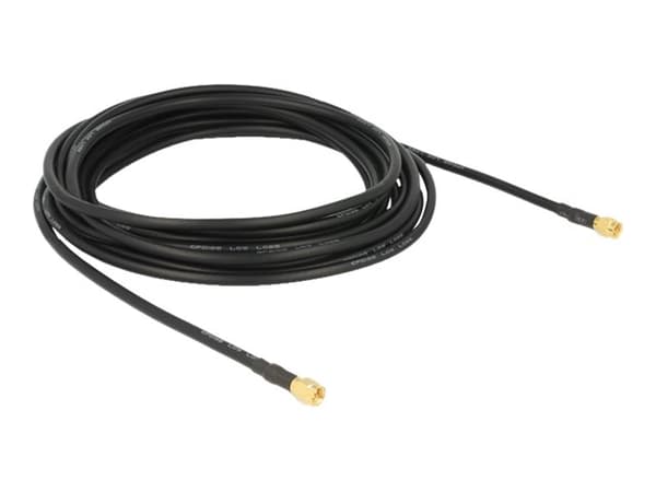Delock - Antennekabel - SMA (hann) til SMA (hann) - 5 m - LMR-195 - svart
