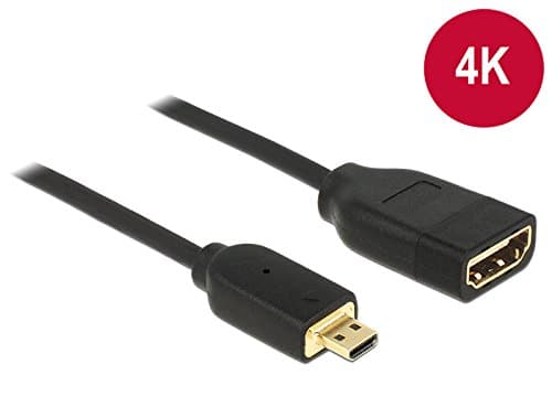 Delock - HDMI-adapter - HDMI hunn til 19 pin micro HDMI Type D hann - 20 cm - trippel beskyttelse - svart - 4K-støtte