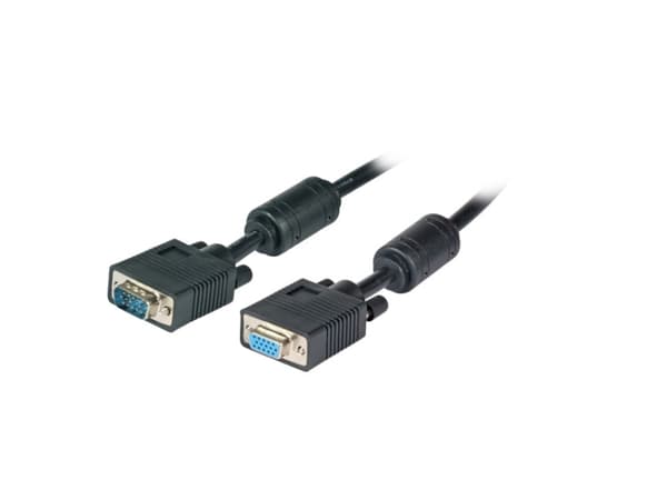 VGA-kaapeli 15M uros/naaras 2 x HD Dsub15 m/f, musta