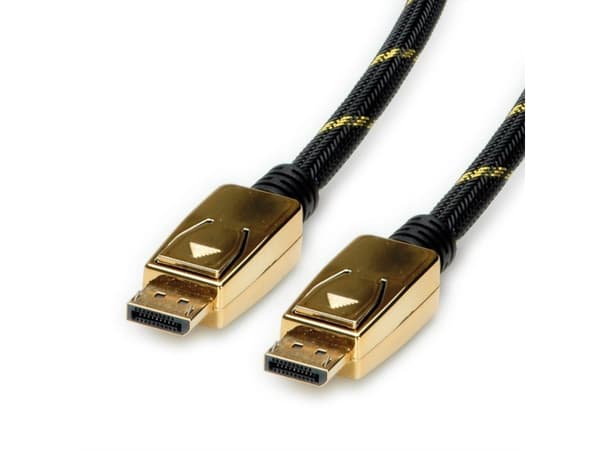 ROLINE 11.04.5649, 10 m, DisplayPort, DisplayPort, Hankoppling, Hankoppling, Svart, Guld