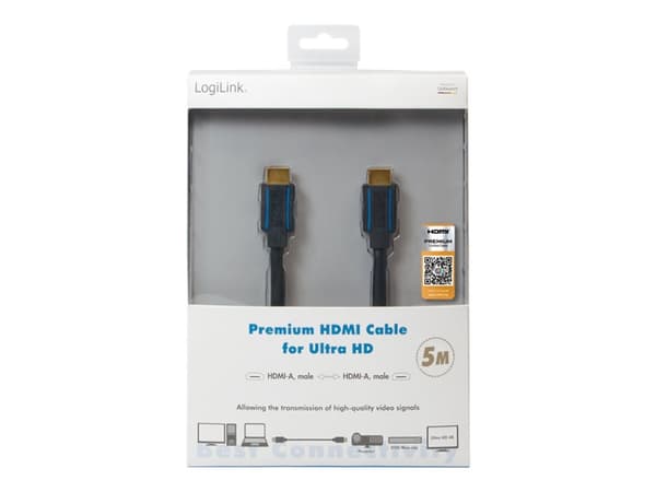 LogiLink Premium - HDMI-kabel med Ethernet - HDMI hann til HDMI hann - 5 m - svart - 4K-støtte