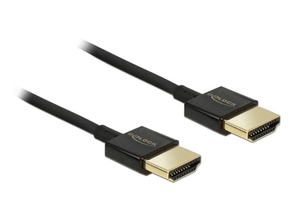 Delock Slim Premium - HDMI-kabel med Ethernet - HDMI hann til HDMI hann - 4.5 m - tredobbeltskjermet snodd ledningspar - svart - 4K-støtte