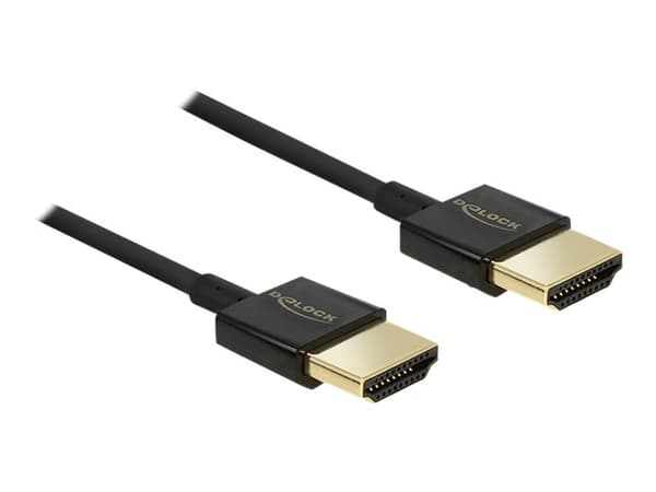 Delock Slim Premium - HDMI-kabel med Ethernet - HDMI hann til HDMI hann - 4.5 m - tredobbeltskjermet snodd ledningspar - svart - 4K-støtte