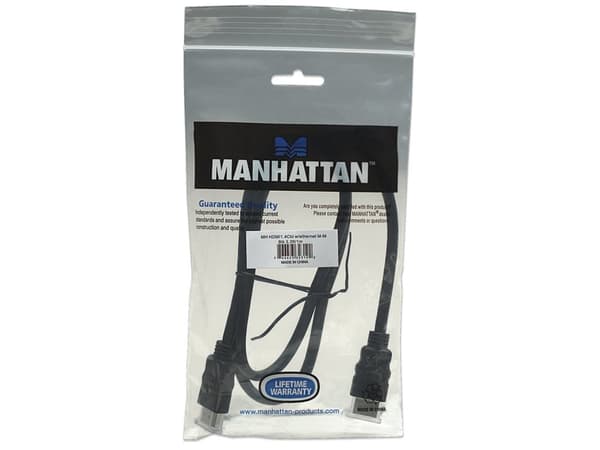 Manhattan 323192, 1 m, HDMI Typ A (standard), HDMI Typ A (standard), 3D kompatibilitet, 10,2 Gbit/s, Svart