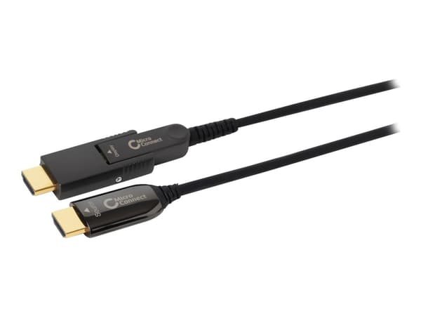 MicroConnect Premium - HDMI-kabel med Ethernet - HDMI hann til 19 pin micro HDMI Type D hann - 20 m - hybridkobber / fiberoptikk - svart - 1080p-støt