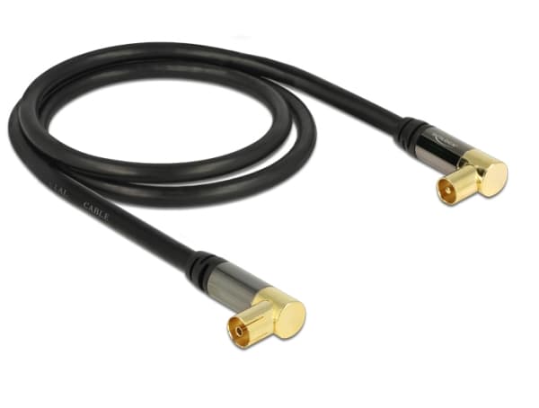 Delock - Antennekabel - UHF-kontakt hunn til UHF-kontakt hann - 1 m - koaksial - svart - vinkelkontakt