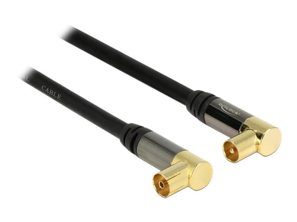 Delock - Antennekabel - UHF-kontakt hunn til UHF-kontakt hann - 1 m - koaksial - svart - vinkelkontakt