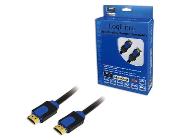 LogiLink CHB1110, 10 m, HDMI Type A (Standard), HDMI Type A (Standard), 10,2 Gbit/sek., Sort, Blå