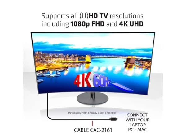 CLUB3D Mini DisplayPort 1.2 HBR2 Cable M/M 2m/6.56ft 4K60Hz