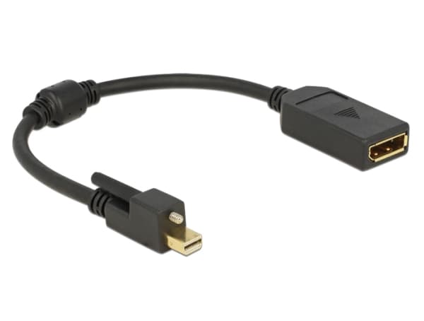 Delock Adapter mini Displayport 1.2 hann med skrue > Displayport hunn 4K svart (62638)