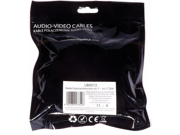 Libox-antennekabel (F) 5m svart (LB0072)