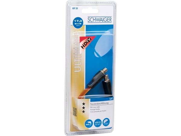 Schwaiger - Antennekabel - F-kopling hunn til F-kopling hunn - 17.3 cm - svart - flat