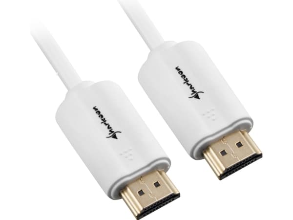 Sharkoon - HDMI-kabel med Ethernet - HDMI hann til HDMI hann - 2 m - skjermet - hvit - 4K-støtte